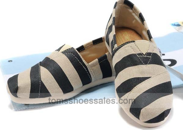 Womens Toms Stripes Black White Shoes