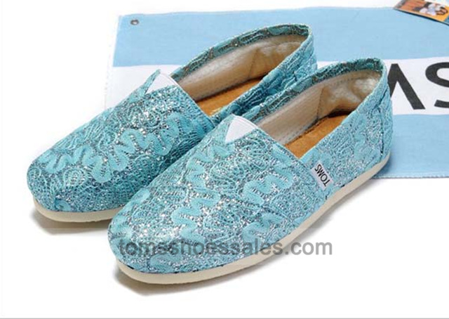 Womens Toms Gillters Blue Shoes